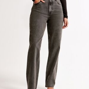 Abercrombie & Fitch the 90s straight ultra high rise jeans Washed black Sz 28/ 6